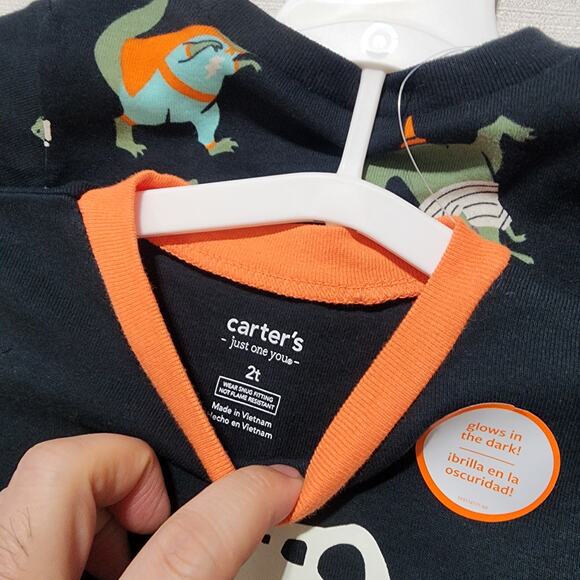 Halloween T-rex pajama 2 pair set for baby 2T carter's - Picture 4 of 7